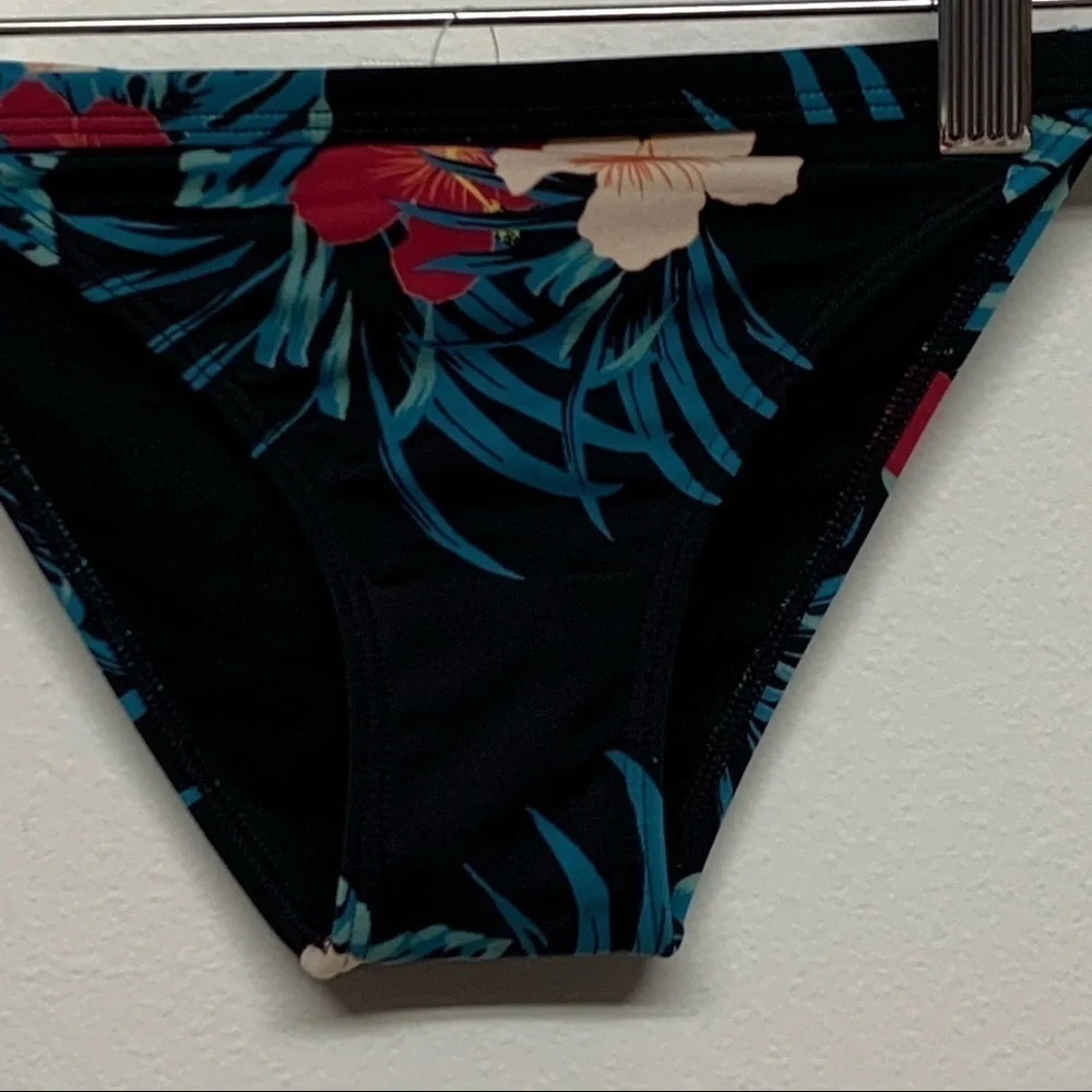 ROXY Girls Size 8 (S) Sunkissed Black Floral Bikini Swim Bottom NEW NWT